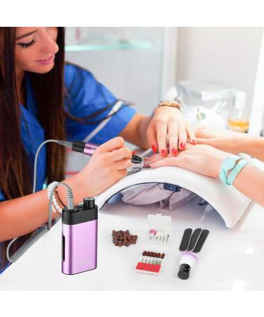 Bestidy 30000RPM Rechargeable Nail Drill Kit for Acrylic and Gel Nails - Professional Efile for Manicure, Pedicure, and Polishing (Purple) - Buy Online on GoSupps.com