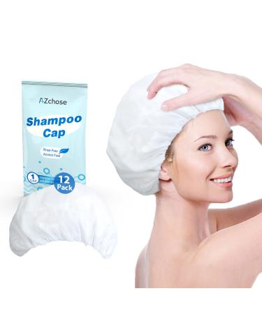 AZchose No Water Shampoo Caps Disposable 12 pack Rinse-Free Shampoo Caps for Bedridden Patients