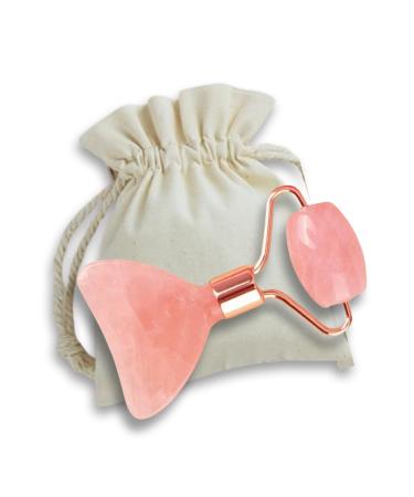 THIS HIPPIE GIRL Gua Sha Glow Roller Facial and Neck Massage Tool Rose Quartz Facial Roller Massager for Face and Eye Face Sculpting Tool & Massage Roller Gua Sha Facial Tools Face Roller