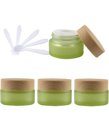 Plastic cosmetic jars empty jars 4 PC 50ml Empty Green Glass Cosmetic Jars with Screw Lid  50g Small Containers Storage Pot for Cosmetic Travel + 4X Spatula (Color : Groen Size : 20ml) (Color : Groe 20ml Groen