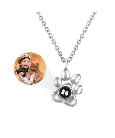 Aidehua personalized projection photo necklace - custom pet paw paw trailer trailer tailor -made gifts for the memory of dog or cat 925 silver