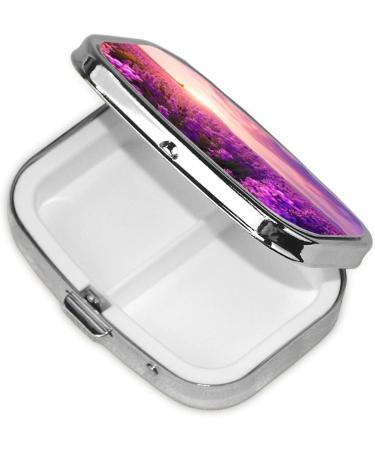 Lavender Printing Small Pill Case - Cute 2 Compartment Travel Pill Organizer for Purse & Pocket Gifts - Buy Online on GoSupps.com