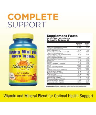 Nature's Life Mighty Mini Vite 240 Micro Tablets - Essential Daily Multivitamins - Buy Online on GoSupps.com