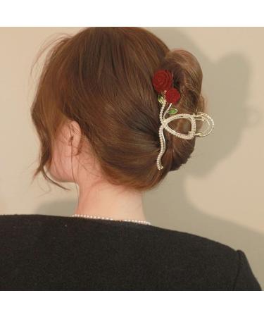 Metal Velvet Rose Hair Clips - 2PCS Non-Slip Flower Pearl Hairpin Set for Women & Girls - Buy Online on GoSupps.com