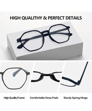 KaeoISFU Polygon Reading Glasses for Men & Women - Anti-Blue Light Classic Round 1.5 Diopters Reduce Eye Fatigue - Buy Online on GoSupps.com