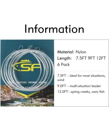 SF Pre-Tied Loop Fly Fishing Tapered Leader 7.5FT-5X | Nylon Clear Trout Leader 6-Pack - Buy Online on GoSupps.com
