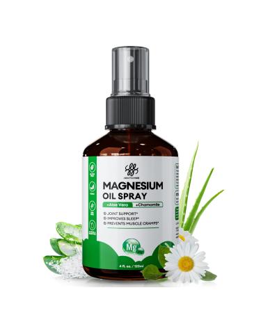 Magnesium Spray Magnesium Oil Spray for Feet, Leg Cramps & Sleep Support, Topical Magnesium Oil for Joint Health & Skin Nourishment, 4oz Chamomile 4 Fl Oz (Pack of 1)
