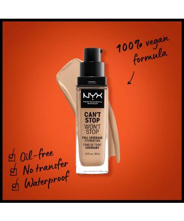 NYX Can't Stop Won't Stop Foundation - True Beige, 24h Full Coverage Matte Finish - Buy Online on GoSupps.com