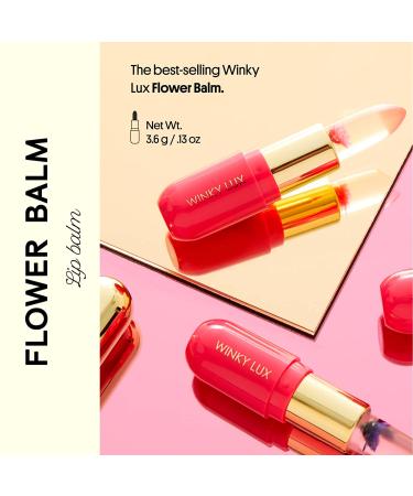 Winky Lux Flower Balm - Vegan Lip Stain with Real Chrysanthemum - Pink Color Changing Lipstick - Vanilla Scented Natural Lip Balm - Buy Online on GoSupps.com