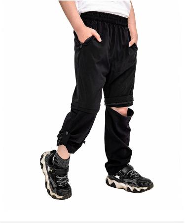 HARGLESMAN Boys Cargo Pants Kids' Casual Outdoor Quick Dry Waterproof Hiking Climbing Convertible Trousers Black 10 Years