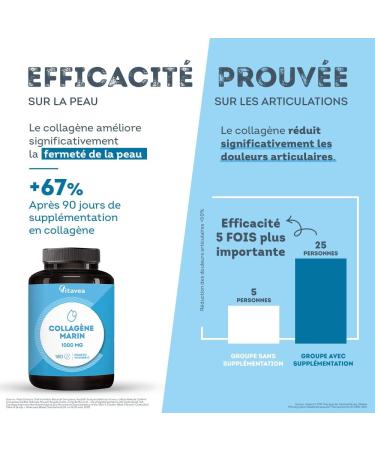 Marine Collagen Type 1&3 1000mg | Low molecular weight high absorption | Hydrolyzed Marine Peptides | With Vitamin C | Skin & Joints | 180 tablets 3 months | Made in France | Vitavea - Buy Online on GoSupps.com