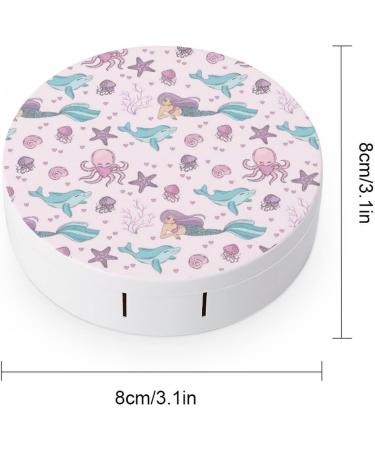 Mermaid Underwater Tropical Ocean Round Case For Contact Lens Kit Storage Box with Mirror Printed - Buy Online on GoSupps.com