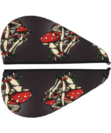 Hair Towel Wrap - Quick Drying Towel Turban with Button | Red Mushroom Design - Buy Online on GoSupps.com