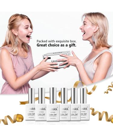 Umikk Gel Nail Polish Set - 6 Ballerina Colors (White Light Pink Gloss Shimmer) - UV-LED Soak Off 7.5ml - Buy Online on GoSupps.com