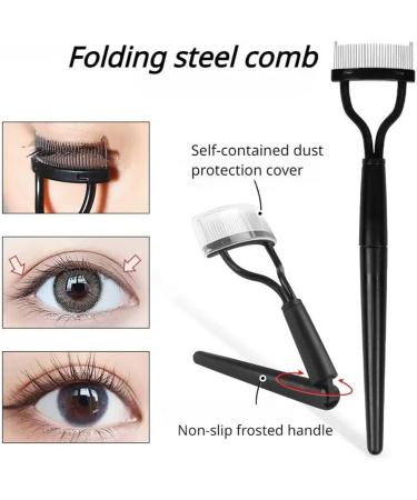 Buy 1pc Eyelash Separator & Metal Teeth Foldable Eyelash Curler - Stainless Beauty Makeup Brush Comb Tool (Black) | International Shipping Available - Buy Online on GoSupps.com