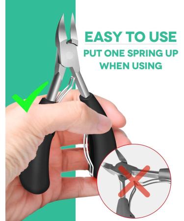 Softale Heavy Duty Stainless Steel Toenail Clippers for Thick and Ingrown Nails - Professional Podiatrist Toenail Nipper Set for Seniors - Includes Nail File - Black+Silver - Buy Online on GoSupps.com