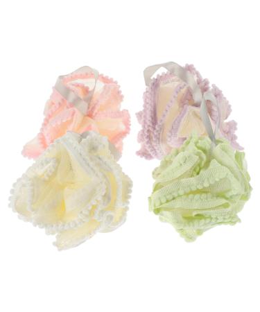 Balacoo 4pcs Bath Sponge Sponges Scrubber Portable Bath Ball Household Bath Loofahs Bath Supply Bath Shower Loofah Ball Bathroom Shower Loofah Cleaning Supplies Large Pe