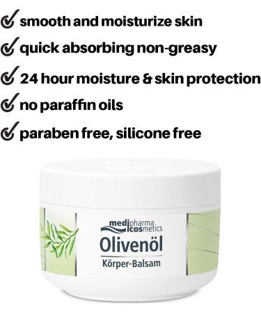 Medipharma Cosmetics Olive Oil Body Balm - Deep Moisture for Dry & Sensitive Skin with Vitamin E & Shea Butter (250 ml) - Buy Online on GoSupps.com