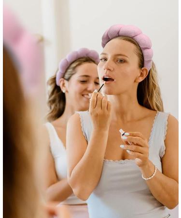 Sponge Spa Headband for Women Pink Face Washing and Makeup Headband with Bonus Scrunchie and Wash Bands - Buy Online on GoSupps.com