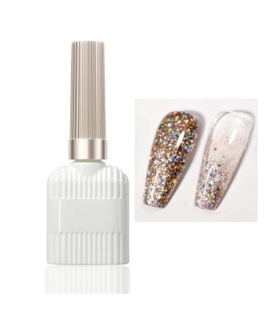 Glitter Gel Nail Polish Golden Holographic Led UV Gel Nail Varnish Shimmering Metallic Shining Sparkling Long Lasting Birthday Gift for Women Diamond Gold Gel Polish 15ml