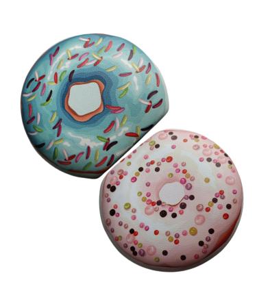 SOLUSTRE 2 Sets Contact Lens Case Mirror Foil Plastic Flash Miss Donut