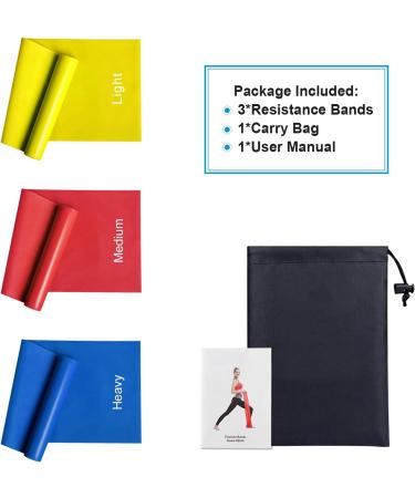 Resistance Bands Set - 3 Skin-Friendly Exercise Bands, 3 Resistance Levels - Ideal for Strength Training, Pilates, Yoga - for Women and Men - 6.5ft - Buy Online on GoSupps.com