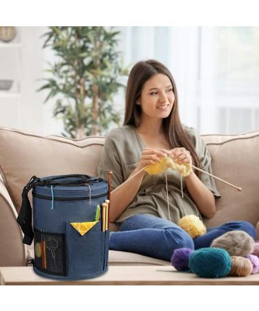 SumDirect Knitting Bag - Portable Yarn Organizer Tote for Knitting and Crochet - Blue - Buy Online on GoSupps.com