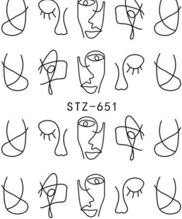 ZLHEgan Nail Jewelry Sticker Tatoos Women Girls Flower Abstract Sketch Animal 3D Nail Art Decoration 6.4*5.2cm#4 Black#4 - Buy Online on GoSupps.com