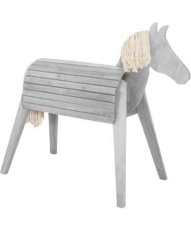 Roba Wooden Horse for Garden | Vaulting Horse with Mane & Tail | Solid Gray Play Horse for Gymnastics & Riding - Buy Online on GoSupps.com