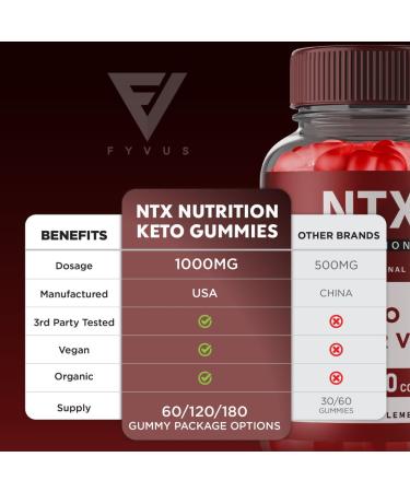 NTX Keto BHB & ACV Gummies (180 Count) for Weight Loss - Shark Tank Approved NTX Nutrition Keto Plus Supplement - Buy Online on GoSupps.com