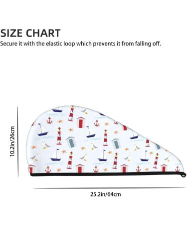 Soft Super Absorbent Nautical Lighthouse Sailboat Hair Towel Wrap for Women - Quick Dry Coral Velvet Microfiber Cap for Long Curly & Thick Hair - Buy Online on GoSupps.com