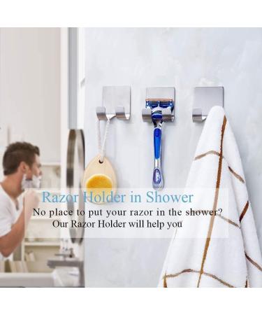NUOWEI DUCK Razor Holder - Multi-Purpose Self-Adhesive Stainless Steel Hooks for Shower Kitchen Towel & More (8 Pack) | Waterproof & Durable - Buy Online on GoSupps.com
