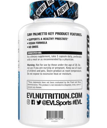 EVL Saw Palmetto 500mg for Men - Prostate Supplement for Size, Function & Bladder Control - DHT Blocker for Hair Growth - 60 Capsules - Buy Online on GoSupps.com