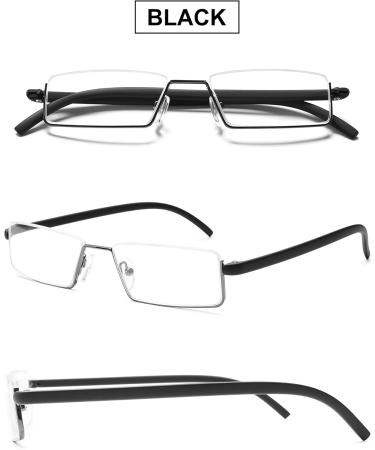 Vevesmundo Anti Blue Light Reading Glasses with Case - Flexible TR90 Half-Bump Visual Aid for Men - 1.5x Magnification - Stylish Black Design - Buy Online on GoSupps.com