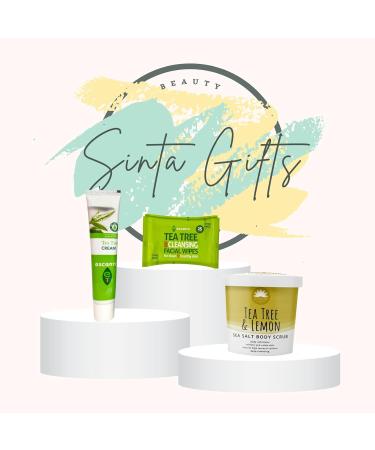 Tea Tree Bath & Body Gift Sets | Cream 28g Shampoo & Conditioner 200ml Facial Wash Gel 150ml Facial Gel Scrub 150ml Body Scrub 200g Facial Wipes 25pk with Sinta Gifts Pen | 9pc Skincare for Women - Buy Online on GoSupps.com
