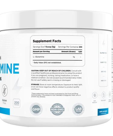 5X Strength L Glutamine Powder (5000mg | 1KG) - Pure L-Glutamine Supplement for Leaky Gut Health - 6-Month Supply for Gastrointestinal Support & Recovery - Vegan, Gluten Free, No Fillers - Buy Online on GoSupps.com