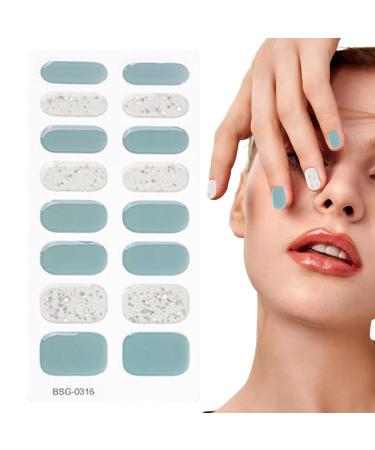 Semi Cured Gel Nail Stickers Set Natural Gloss Gel Nail Strips | Full Nail Wraps for Women Nails Art Fingernail Manicure Stickers Long Lasting Easy to Apply Adhesion