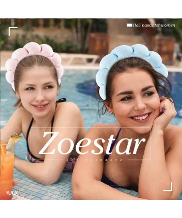 Zoestar Spa Headband and Wristband Sponge Twisted Hair Hoop Wash Face Elastic Head Band Puffy Make Up Hair Band for Women and Girls 1 Set (Pink) - Buy Online on GoSupps.com