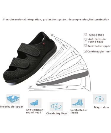 Fohapfam Mens Diabetic Slippers | Extra Wide Swollen Feet Sandals | Adjustable Hallux Valgus Recovery | Arthritis Elderly Indoor/Outdoor - Blue - Buy Online on GoSupps.com