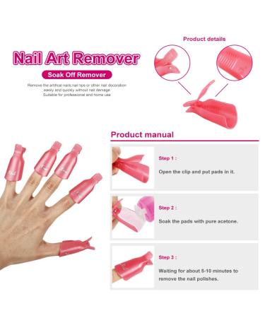 YIMICOO Nail Polish Gel Remover Kit - 10pcs Clips, 160ml Remover, Cotton Pads & More - Buy Online on GoSupps.com