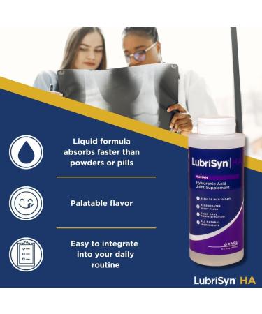 Lubrisyn Hyaluronic Acid Oral Joint Supplement Liquid HA Formula for Humans Promotes Joint Support Mobility Flexibility Hydration & Healthy Function for Men & Women Grape Flavor 11.5oz - Buy Online on GoSupps.com