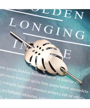 Yheakne Vintage Leaf Hair Clip - Gold Metal Bun Holder for Women and Girls - Buy Online on GoSupps.com