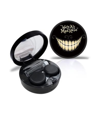 Nabatlat Smile Contact Case Personalized Contact Box Reisekit Seachable Contact Cover With Mirror Spin Find Fearing Tool Solution bottle black