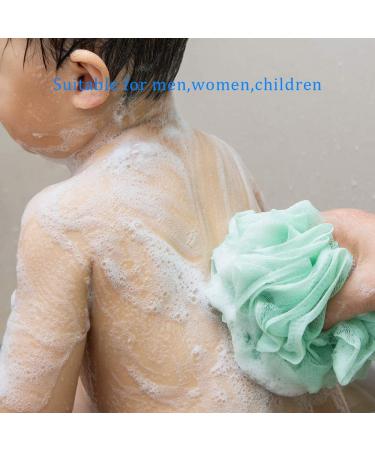 4 Pack Extra Large Bath Loofah Sponge Set - Mesh Pouf Scrubber for Shower, Pink White Blue Green - Buy Online on GoSupps.com