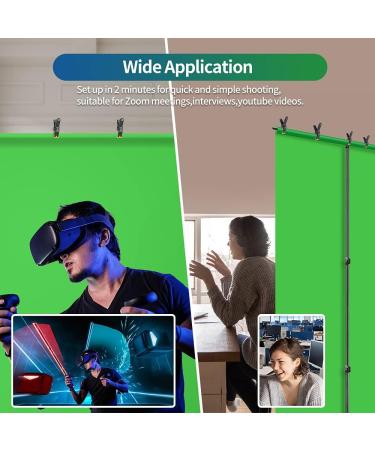 Hemmotop 5x6.5ft Green Screen Backdrop Kit for Photography, Chromakey Virtual Background for Zoom & YouTube - Includes Stand, Sheet, and 5 Clamps - Buy Online on GoSupps.com
