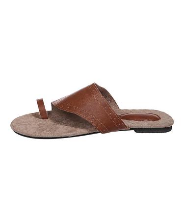 Women's Casual Flat Sandals Summer Simple Cork Comfort Flat Orthopedic Bunion Corrector Women's Outer Wear Roman Slippers for Foot Correction Slippers 8.5 Brown