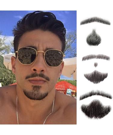 Remeehi Natural Black Human Hair Beard - Handmade Lace Mustache for Costumes | Realistic Pretend Beards - Buy Online on GoSupps.com