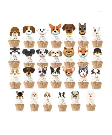 Leadigol Dog Dessert Cupcake Topper Pick Birthday Party Decoration Puppy Dog Theme Cupcake Toppers Cute Party Supplies Dog Puppy Cupcake Topper
