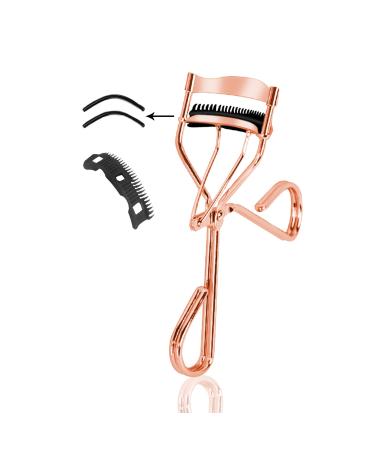 Fychuo Eyelash Curler with Comb Eyelash Separator Eye Lash Curlers Extra 2 Eyelash Curler Refills Lash Lift Tool Rose Gold