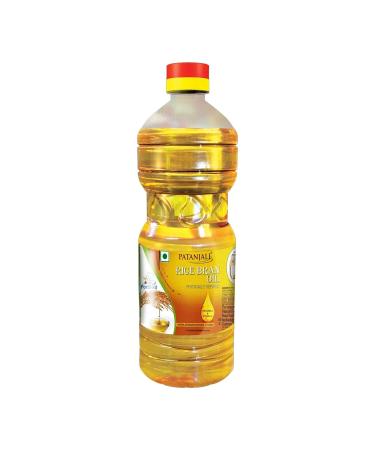 Pata'njali Rice Bran Oil Naturally Fatty Acid for Cooking Frying 1 L Bottle